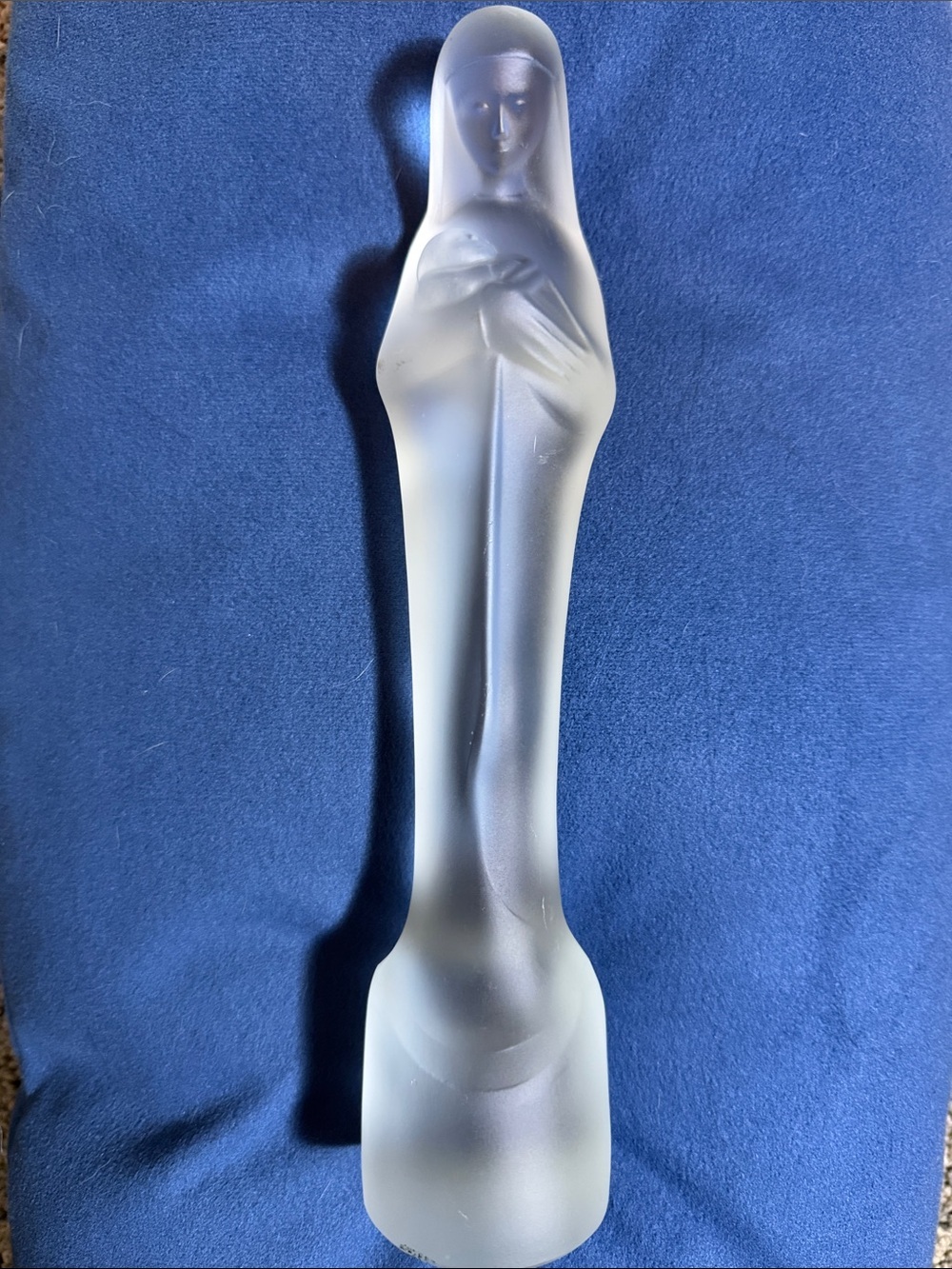 Vintage Art Deco Madonna & Child Frosted Glass Sculpture Stef Uiterwaal 1928/29